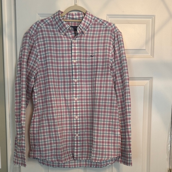 Vineyard Vines Pink and White Plaid Button-Down Shirt - Picture 1 of 2